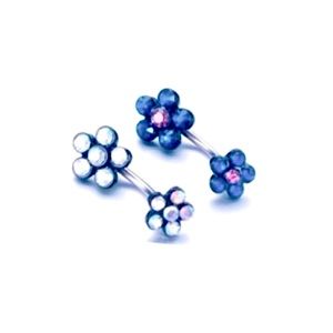 NEW Rhinestone Flower Belly Ring